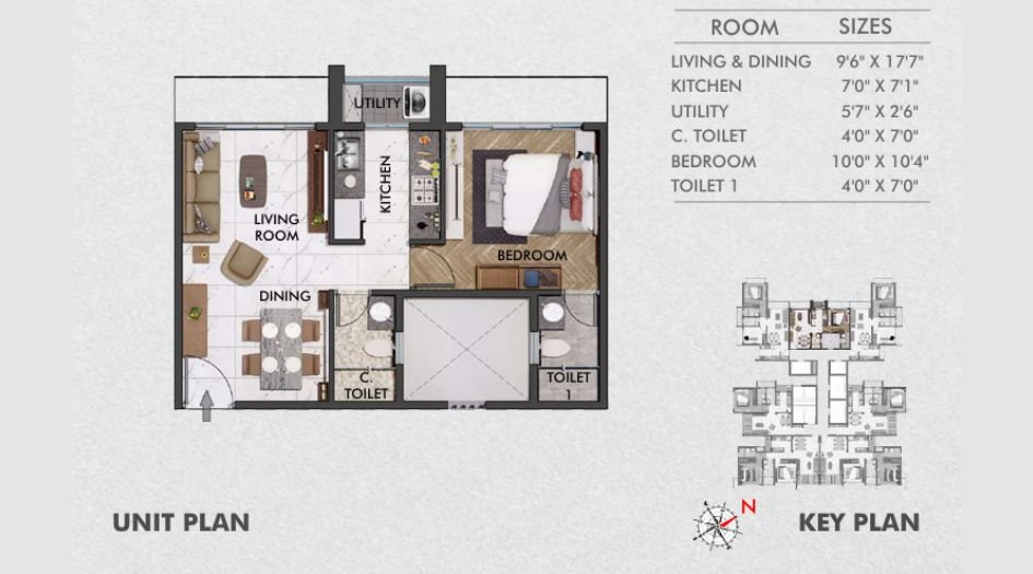 Gurukul-heights-Floor-Plan-1 BHK-428 Sqft